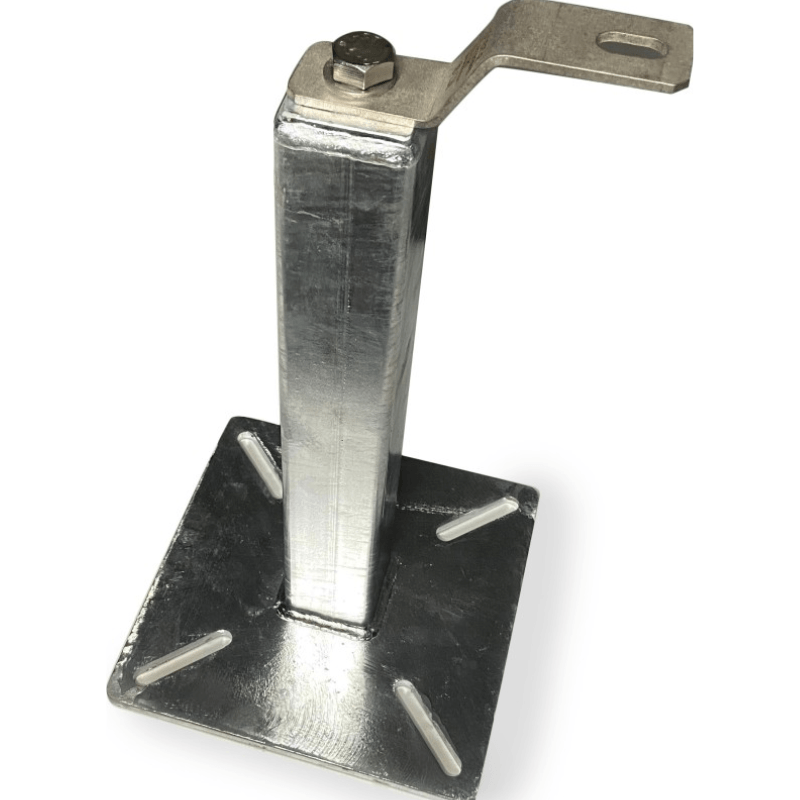 Anclaje poste con base 200 x 200 mm y anilla de enganche Safetop 80187