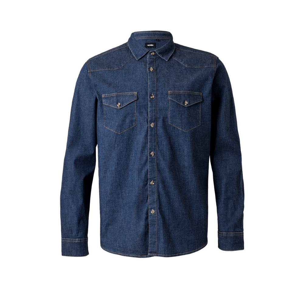 Camisa de ganga stretch de manga comprida para homem Velilla 405006S