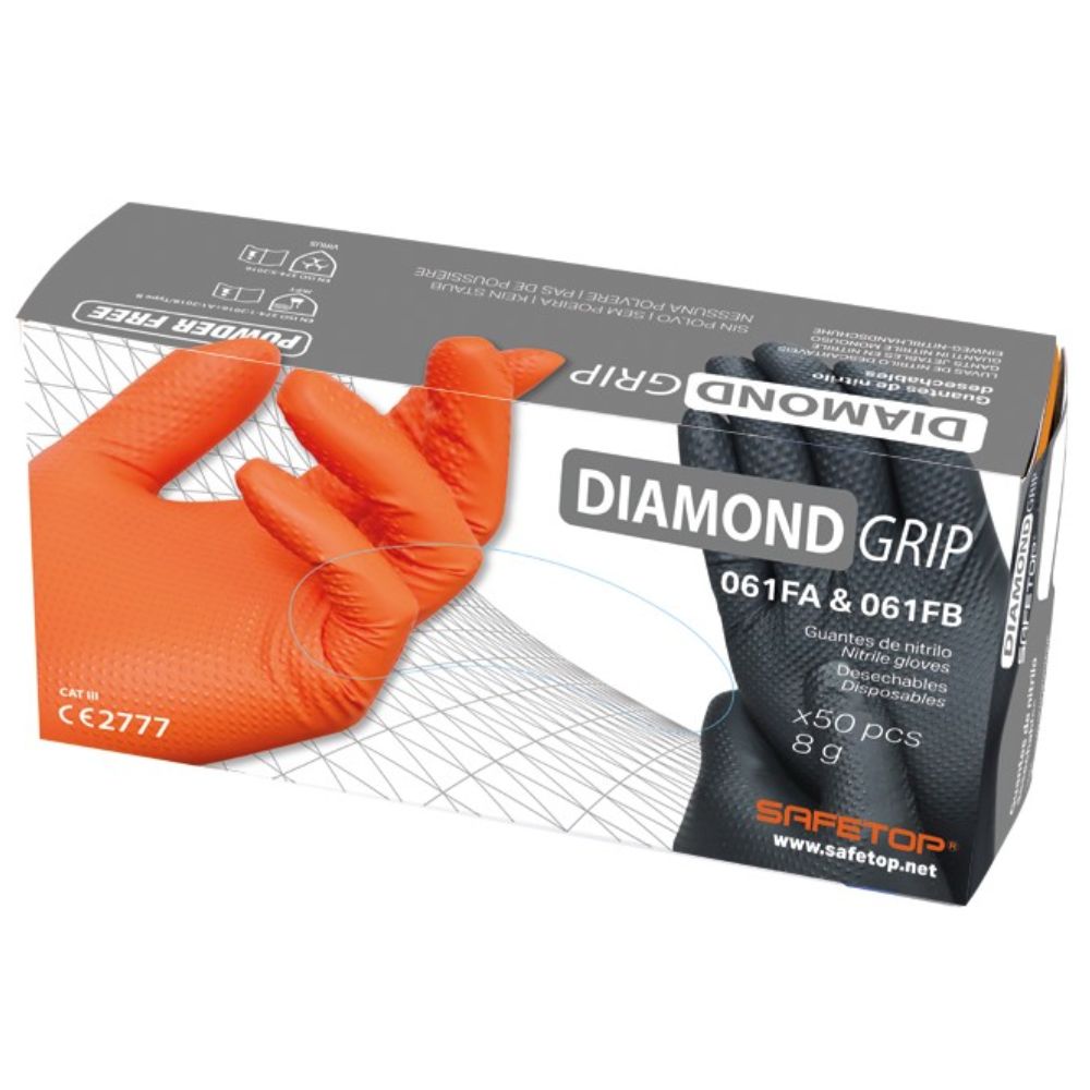 Luvas nitrilo diamante alta resistência Safetop 061FA