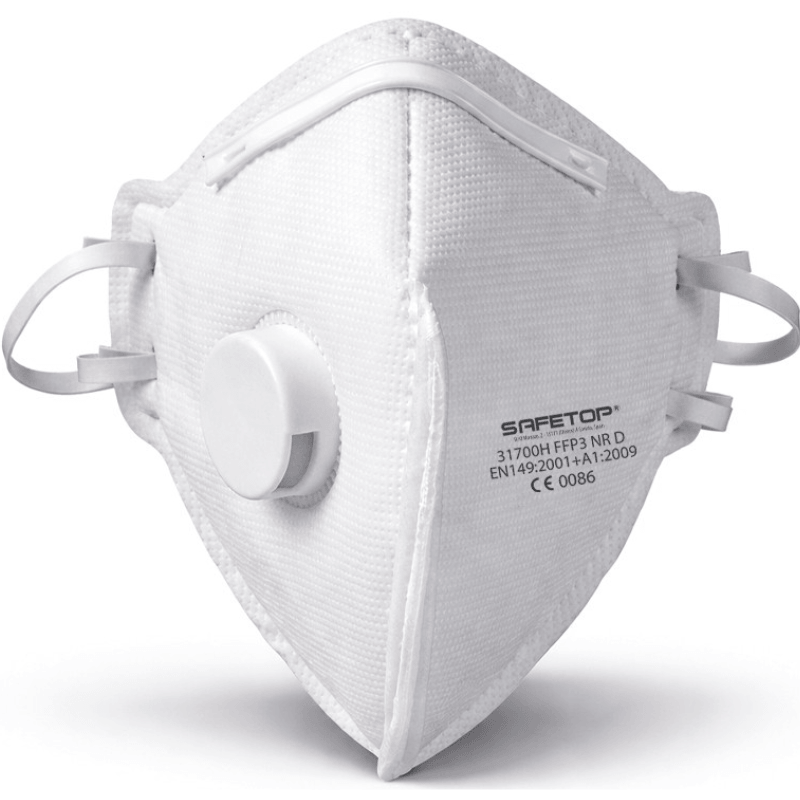 Mascarilla FFP3 NR D plegable con válvula Safetop 31700H caja 12 uds