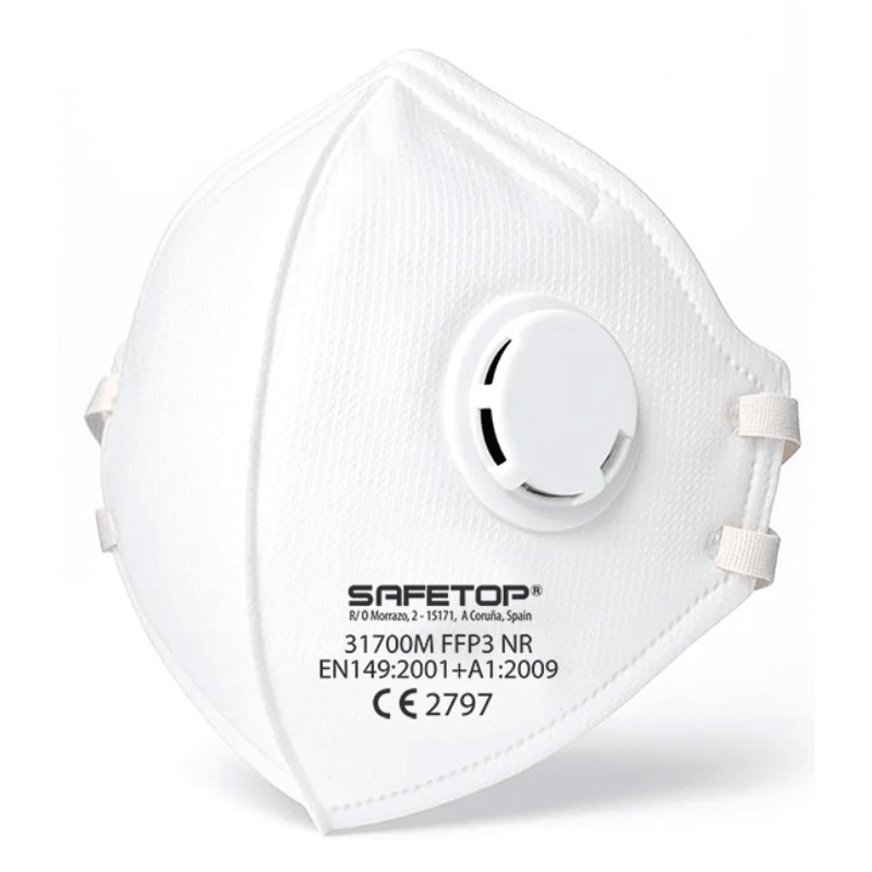 Mascarilla FFP3 NR plegable con válvula Safetop 31700M caja 12 uds