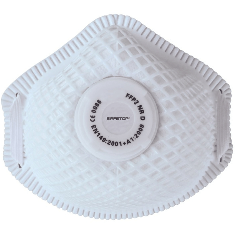 Mascarilla FFP3 NR D con válvula y malla protectora Safetop 30345M caja 5 uds