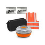 Kit de Emergencia en carretera - FlashLED SOS V16 + Chaleco Homologado + Funda de Transporte