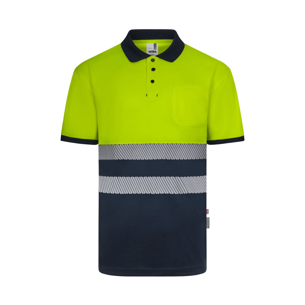 Polo reciclado bicolor manga larga con cinta segmentada Velilla 305533