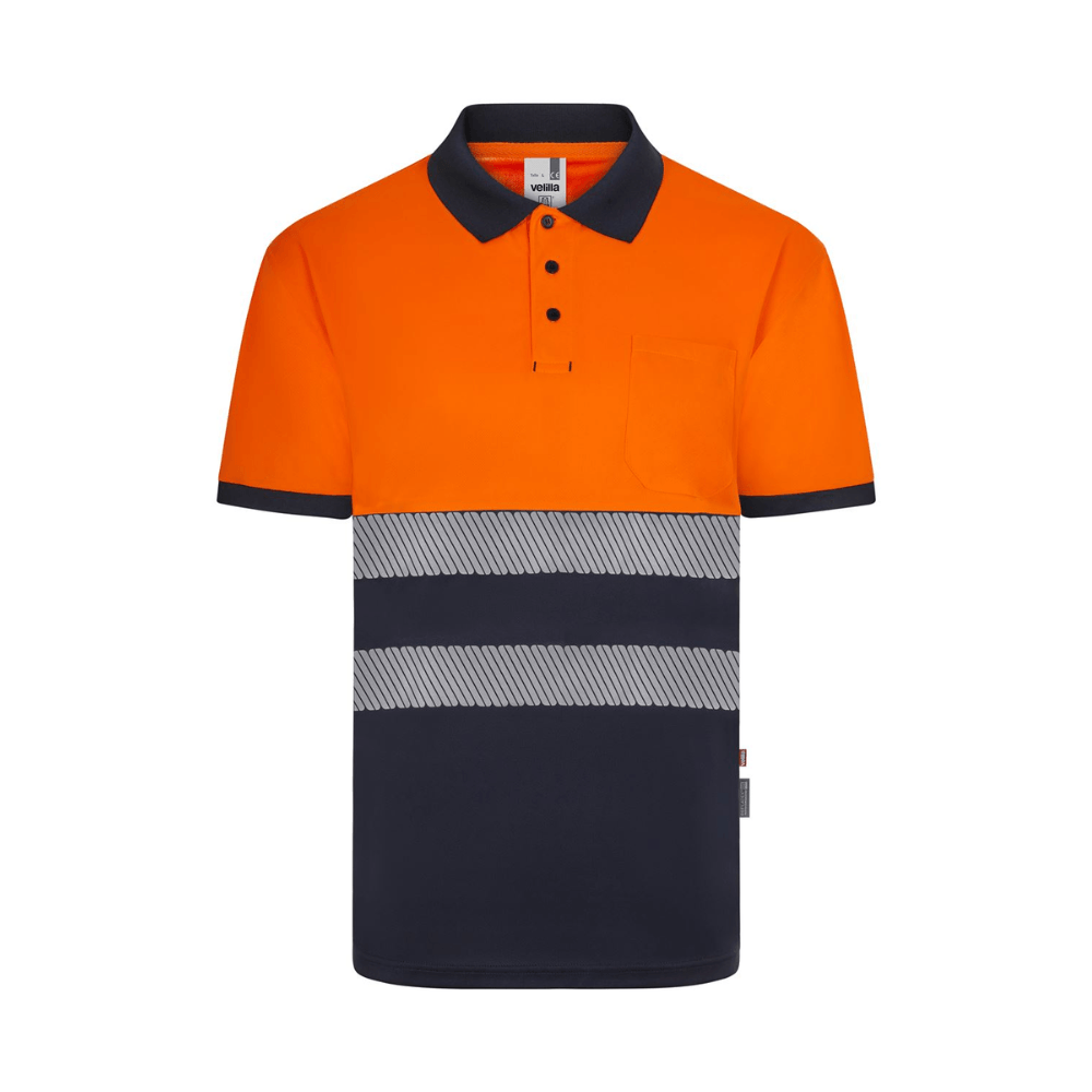 Polo reciclado bicolor manga larga con cinta segmentada Velilla 305533