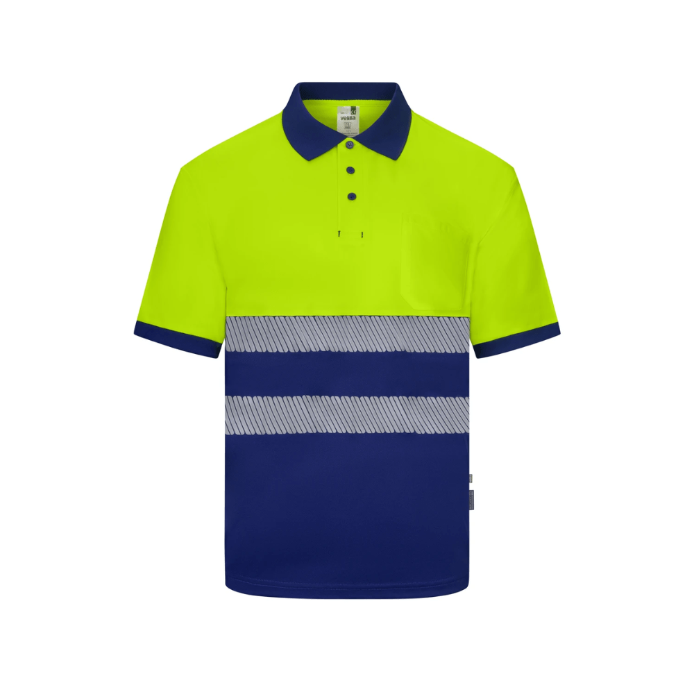 Polo reciclado bicolor manga larga con cinta segmentada Velilla 305533