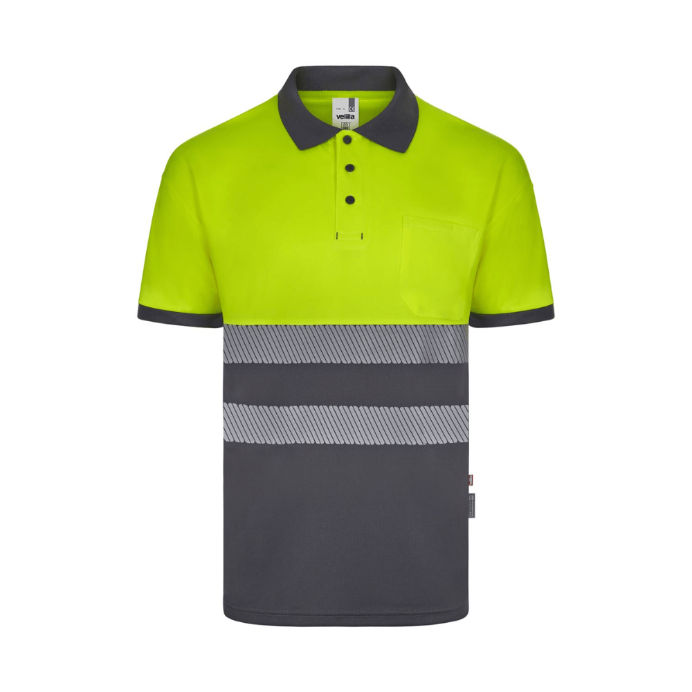 Polo reciclado bicolor manga larga con cinta segmentada Velilla 305533