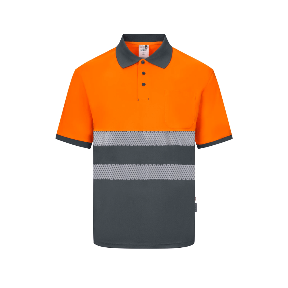 Polo reciclado bicolor manga larga con cinta segmentada Velilla 305533