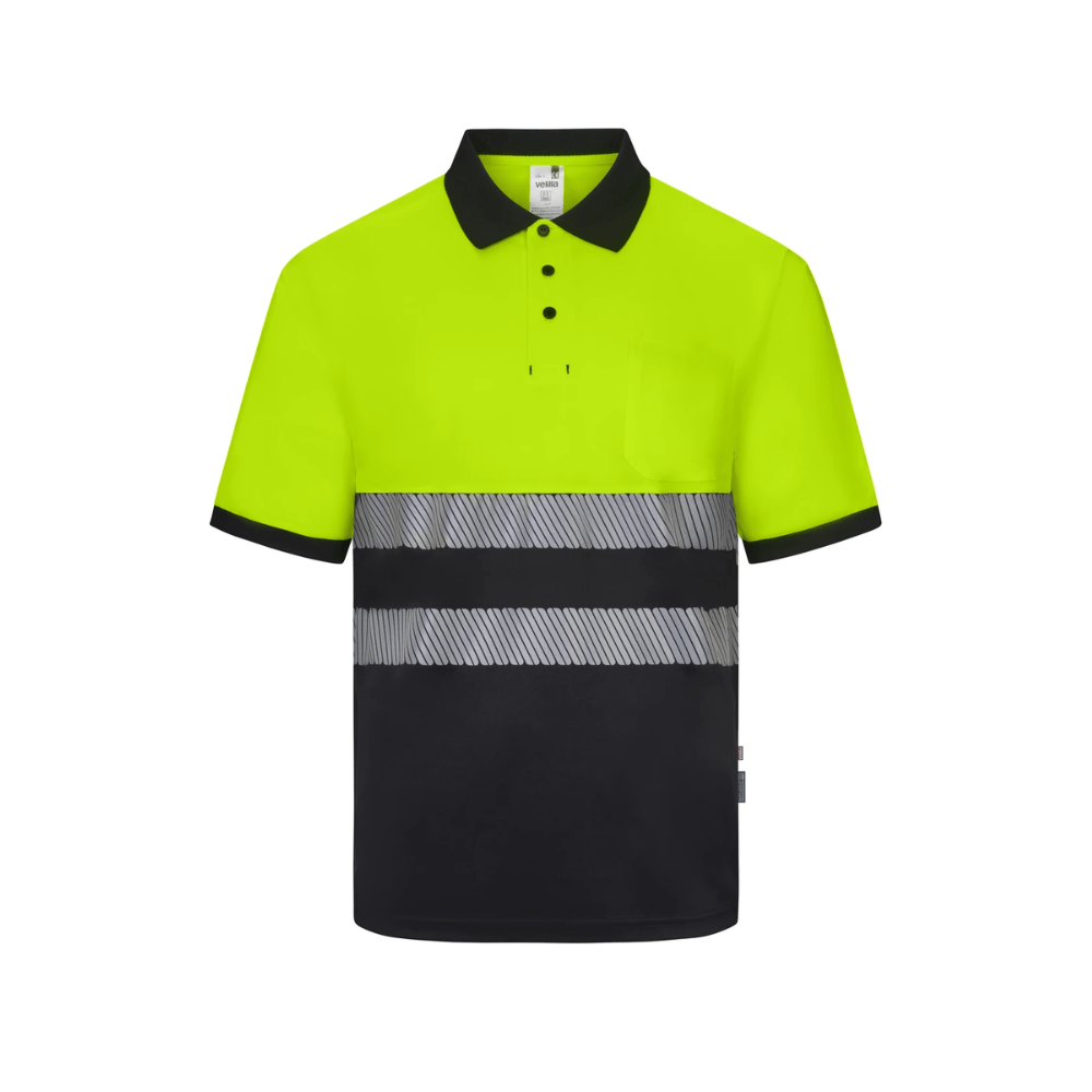 Polo reciclado bicolor manga larga con cinta segmentada Velilla 305533