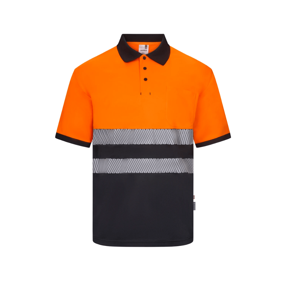 Polo reciclado bicolor manga larga con cinta segmentada Velilla 305533