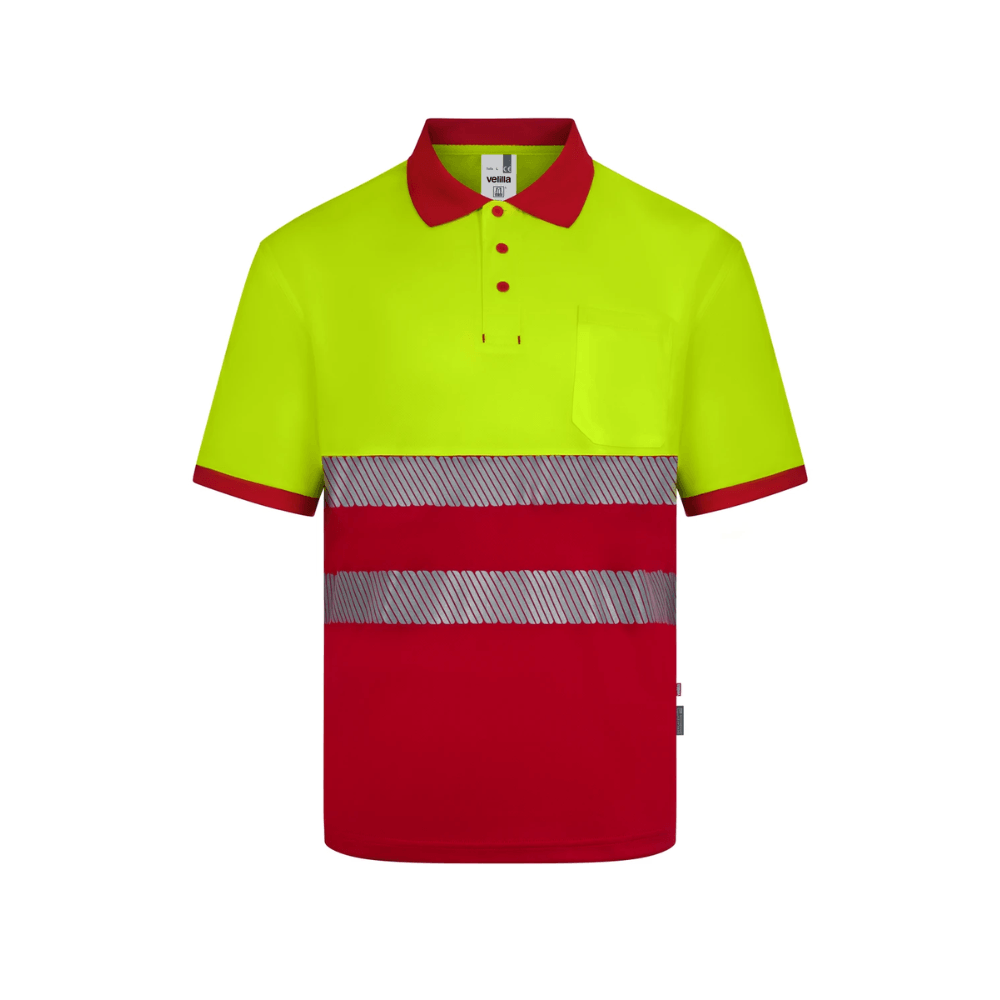 Polo reciclado bicolor manga larga con cinta segmentada Velilla 305533