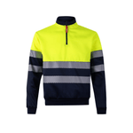 Sudadera bicolor con media cremallera y cintas segmentadas Velilla 305703