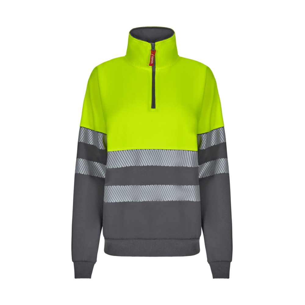 Sudadera bicolor con media cremallera y cintas segmentadas Velilla 305703