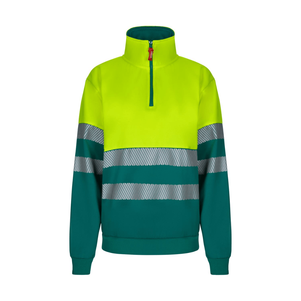 Sudadera bicolor con media cremallera y cintas segmentadas Velilla 305703