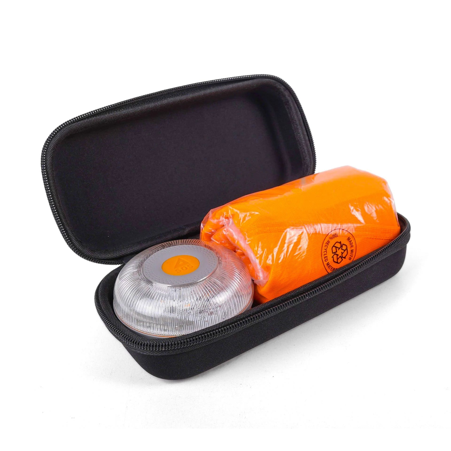 Kit de Emergencia en carretera - FlashLED SOS V16 + Chaleco Homologado + Funda de Transporte